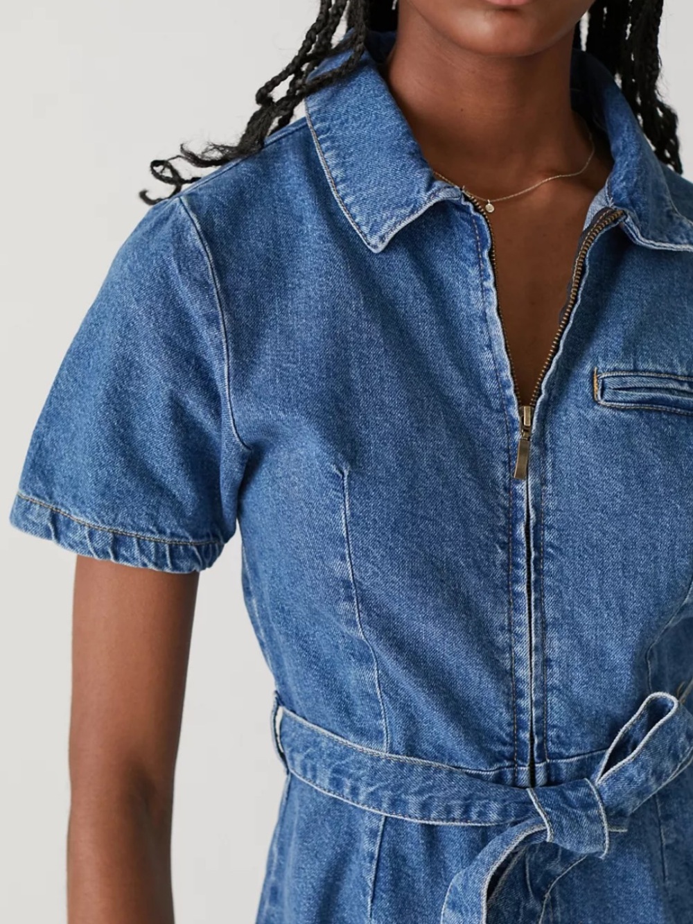 BDG Urban Outfitters UO Size 0 XS Hello Sunshine Denim Belted Romper - Picture 3 of 10